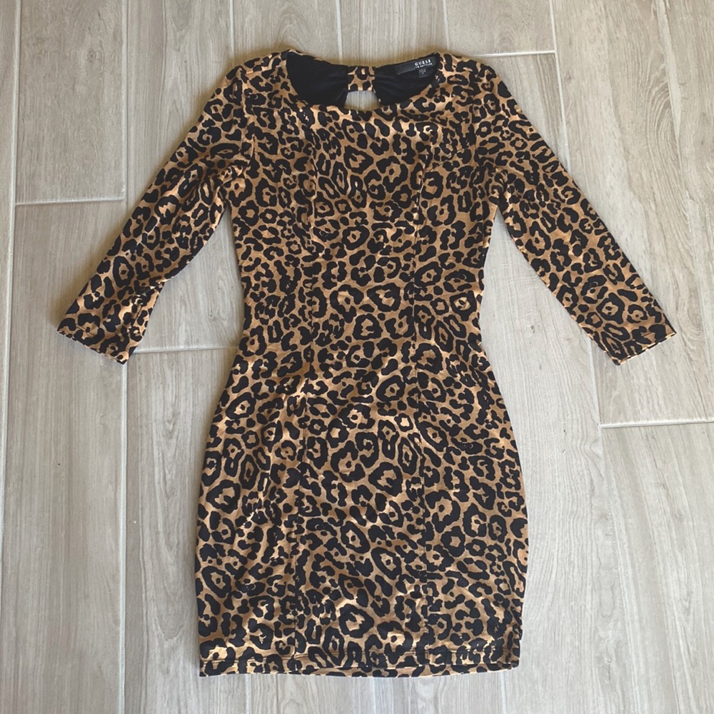 Guess leopard print dress quarter sleeve